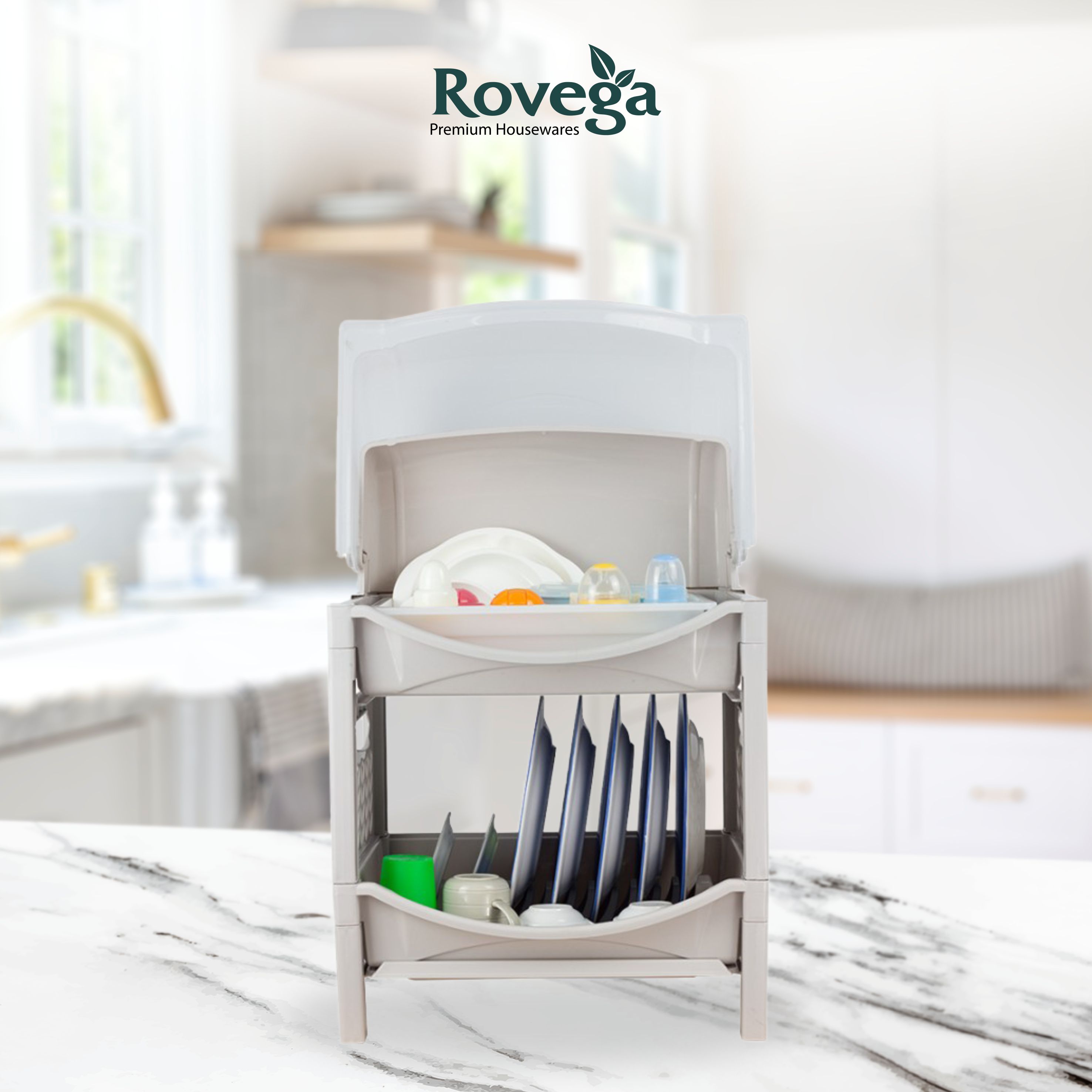 Rovega Rak Piring Lotus Dish Rack Exclusive Cream Food Grade LTS-280-image