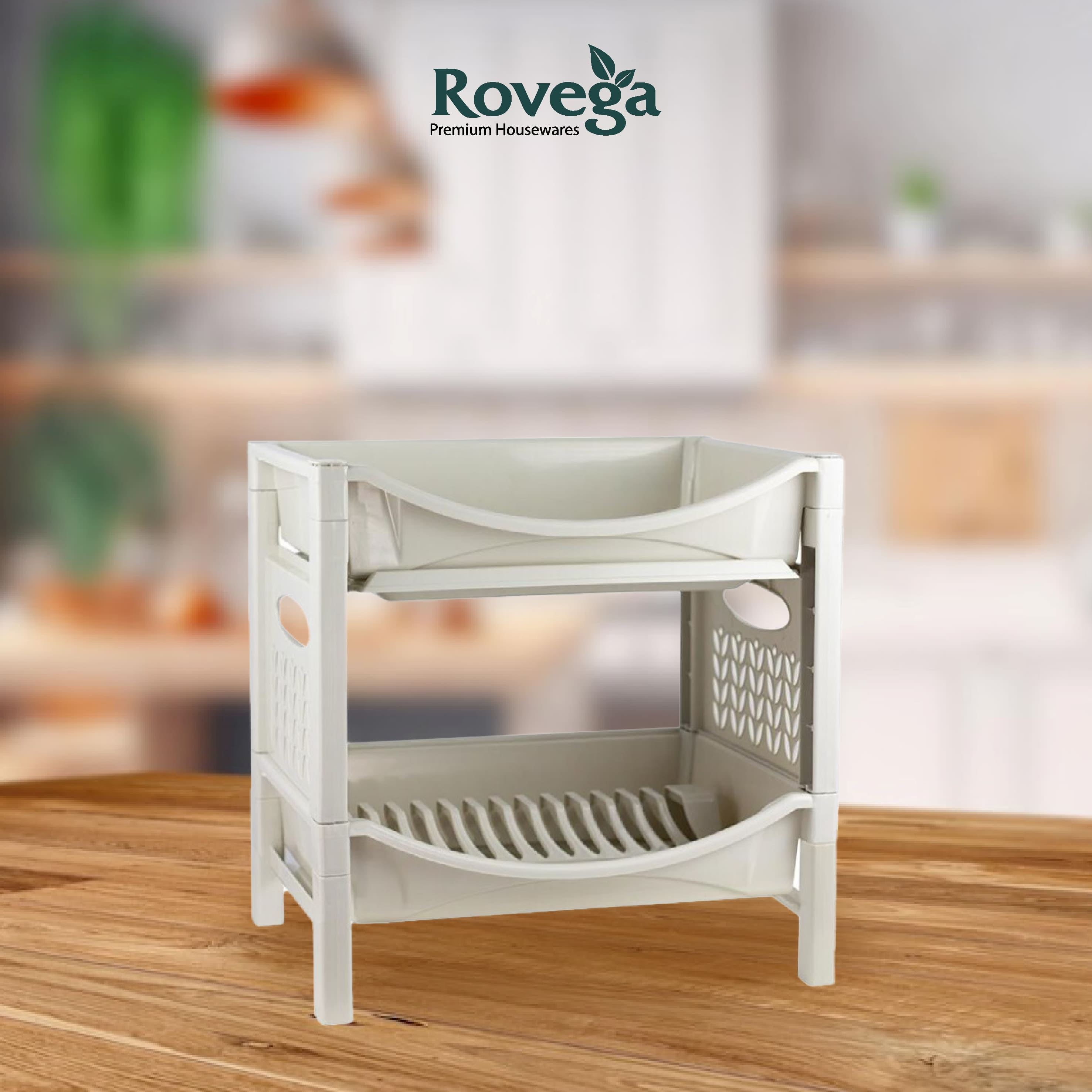 Rovega Rak Piring Lotus Dish Drainer Ivory 2in1 Function LTS-200-image